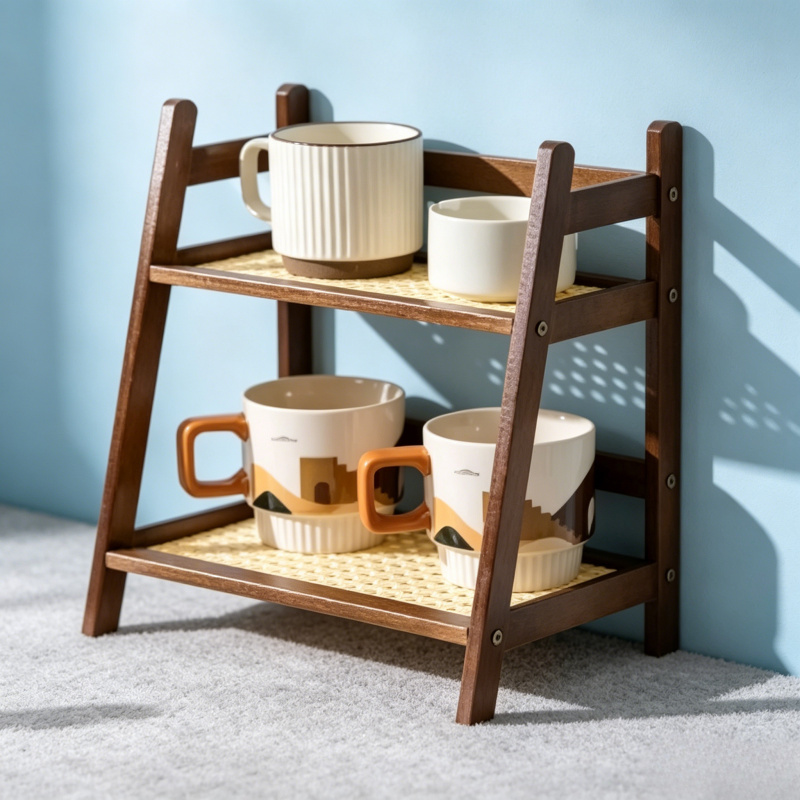 Kitchen Appliances Table - 2-Tier Bamboo Countertop Organizer, Multipurpose Coffee