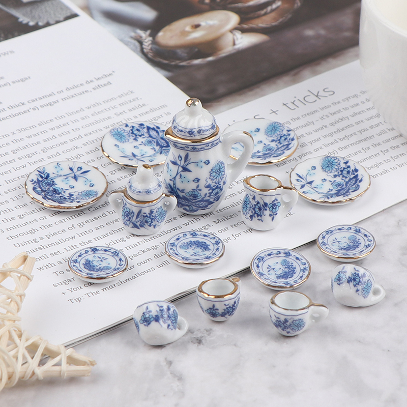 Kitchen Appliances Kids - 15Pcs 1:12 Miniature Porcelain Tea Cup