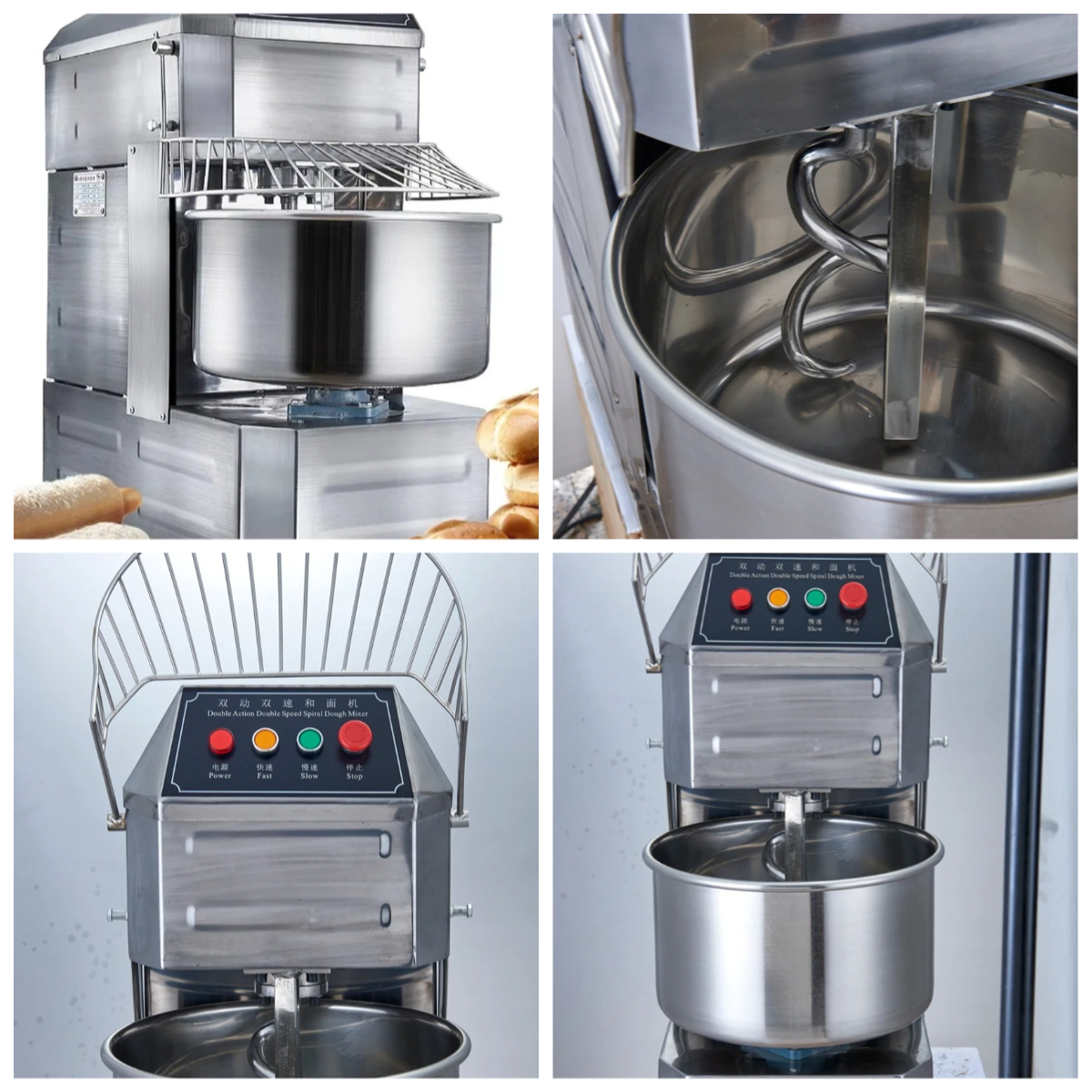 Pasta Machine Electric - 40L Electric Spiral Dough Mixer, Stainless