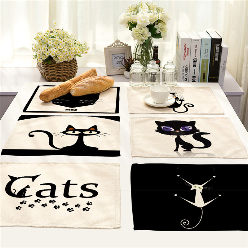40X30cm Cute Black Cat Pattern - Kitchen Appliances Table reseña y precio
