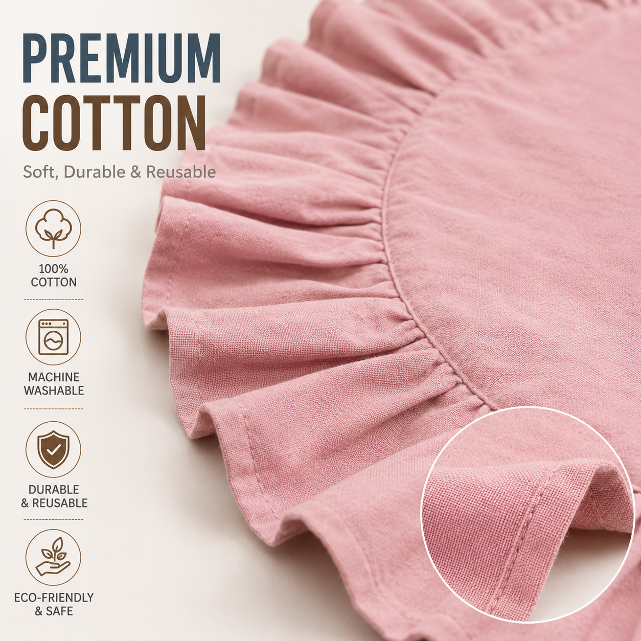 Round Cotton Placemats with Ru - Kitchen Appliances Table reseña y precio