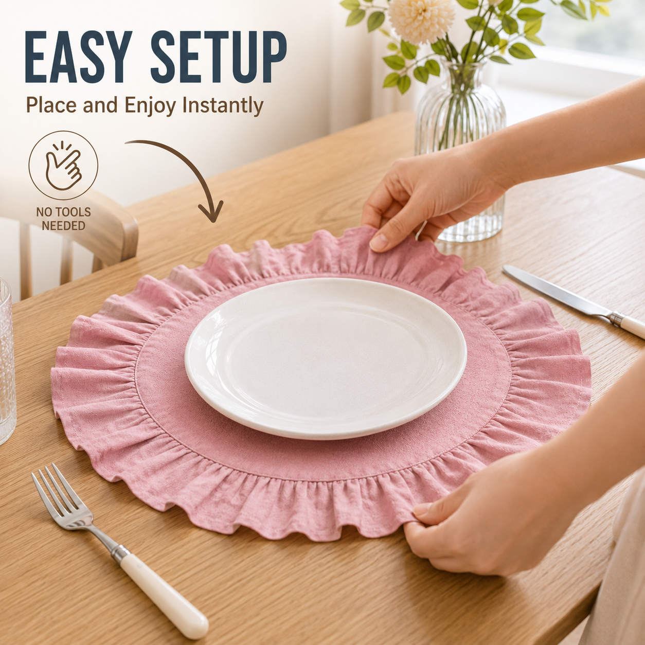 Round Cotton Placemats with Ru - Kitchen Appliances Table reseña y precio