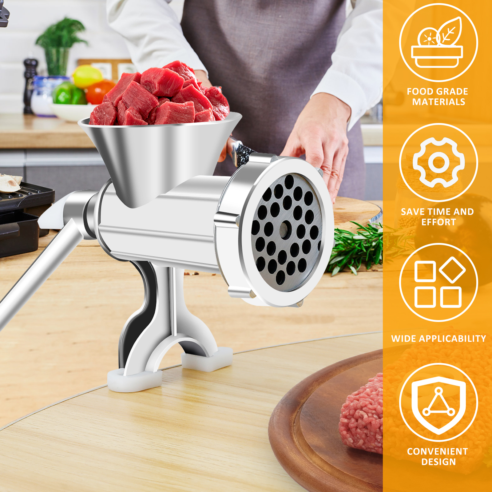 Manual Meat Grinder with Handl - Meat Grinder Attachment reseña y precio