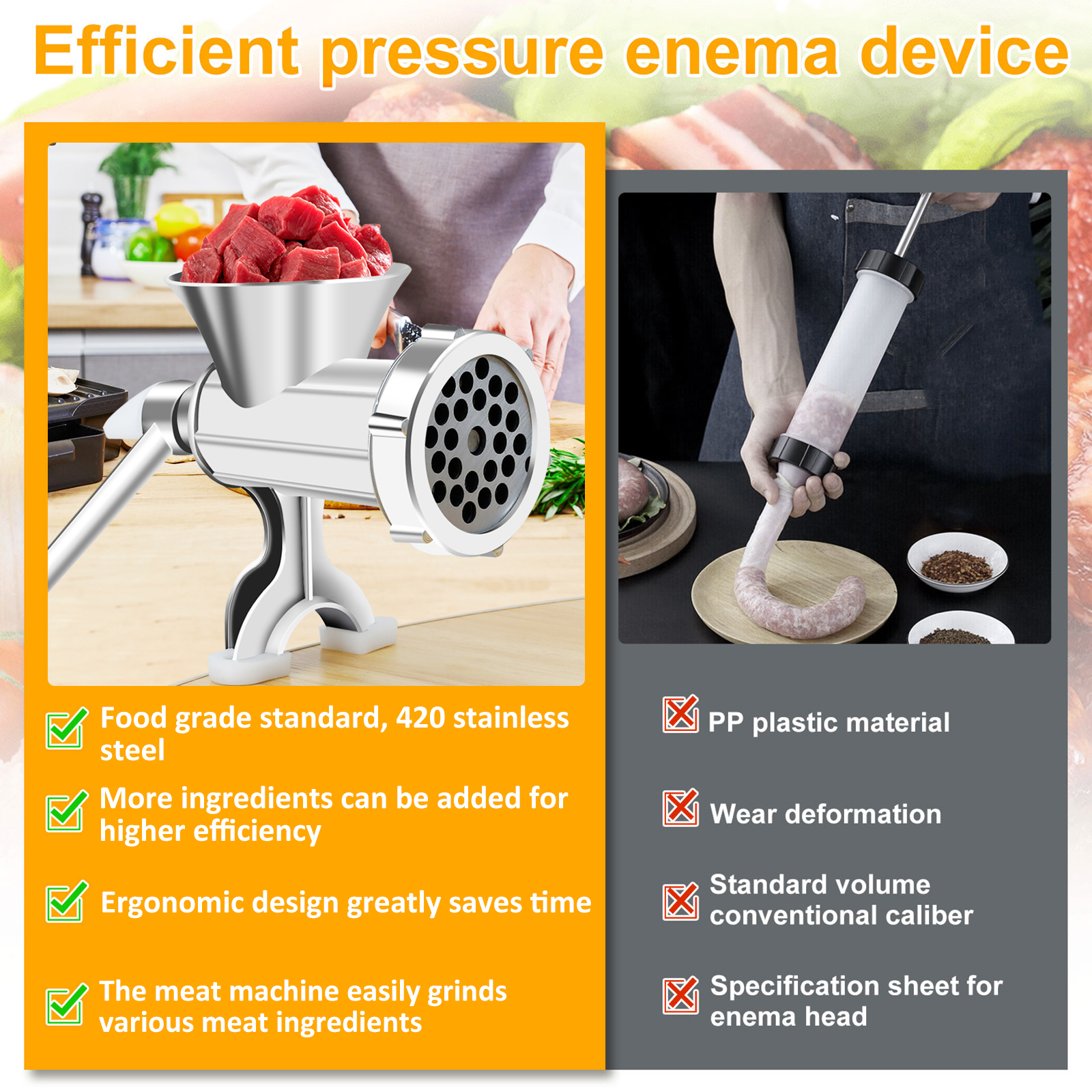 Manual Meat Grinder with Handl - Meat Grinder Attachment reseña y precio