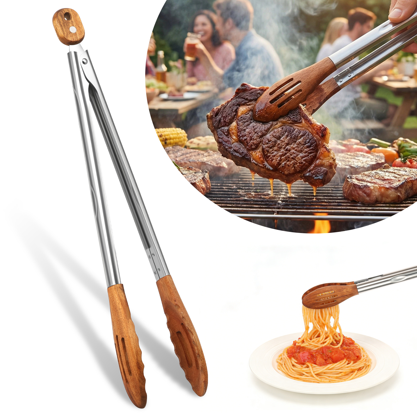 Wooden Kitchen Cooking Tongs B - Kitchen Appliances Cooking reseña y precio
