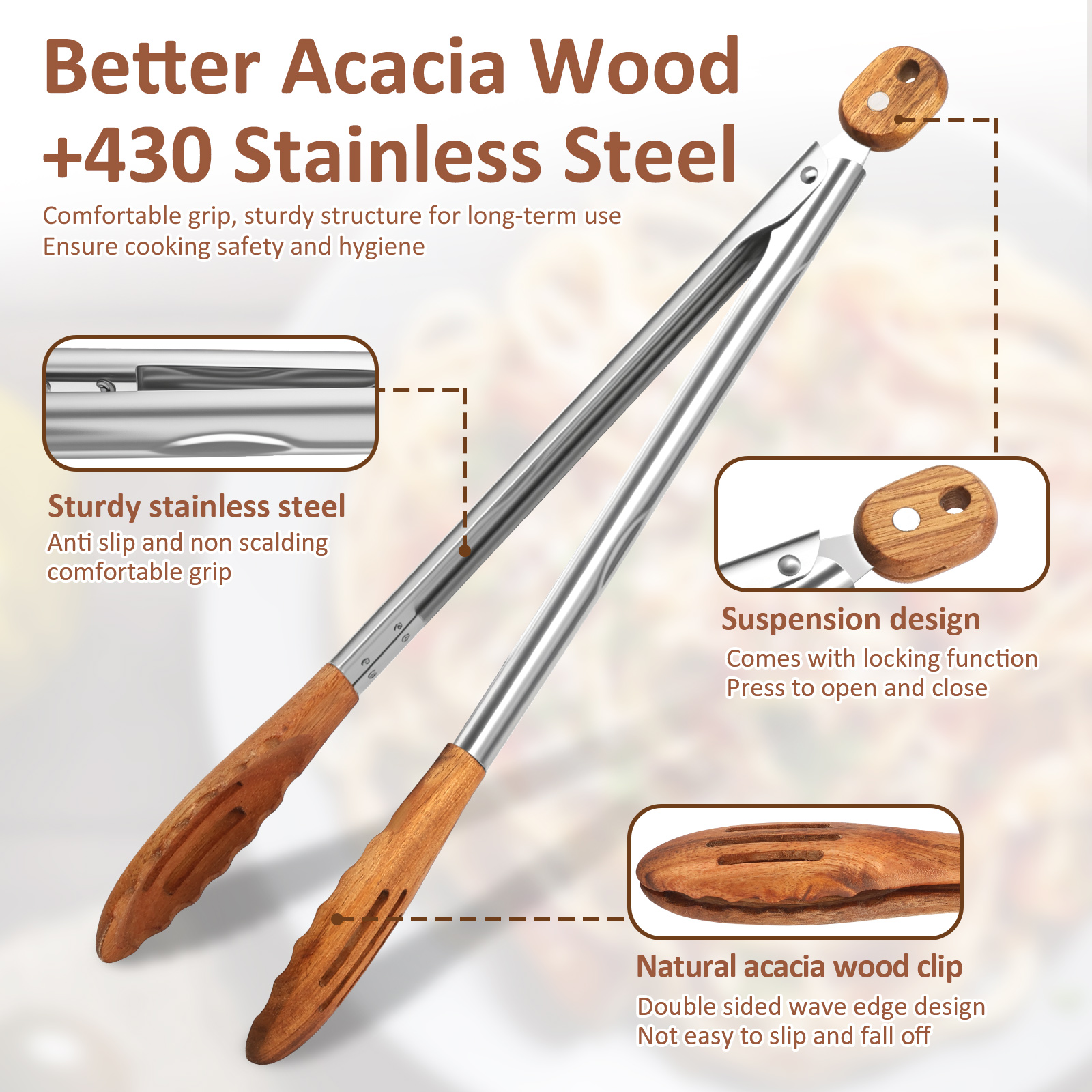 Wooden Kitchen Cooking Tongs B - Kitchen Appliances Cooking reseña y precio