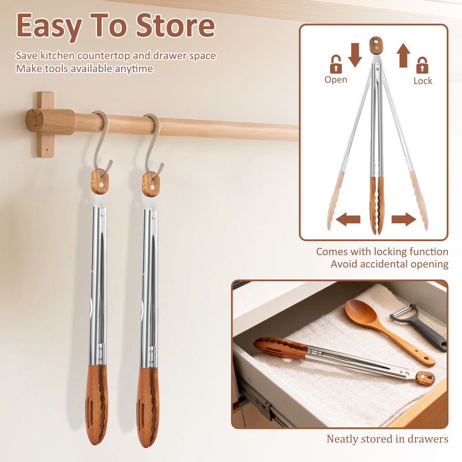 Wooden Kitchen Cooking Tongs B - Kitchen Appliances Cooking reseña y precio