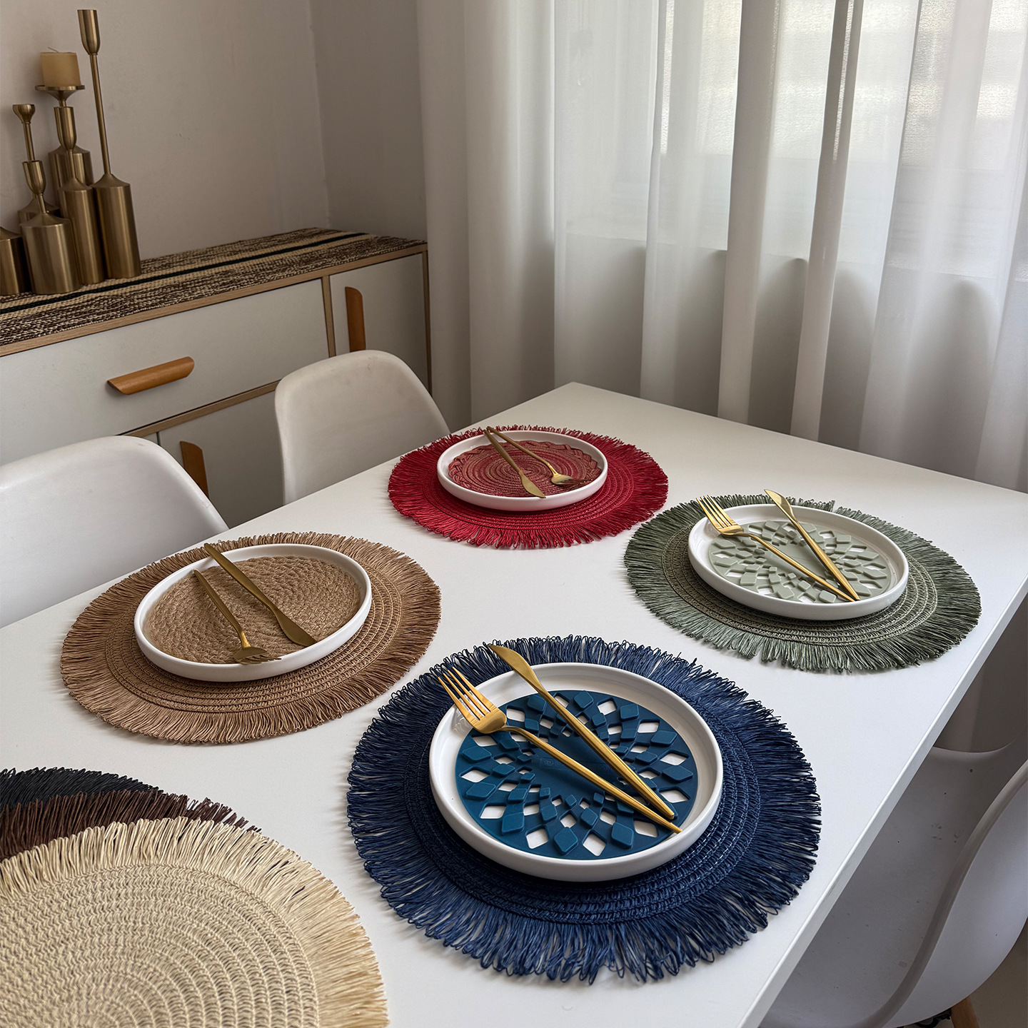 Natural Paper Straw Woven Plac - Kitchen Appliances Table reseña y precio