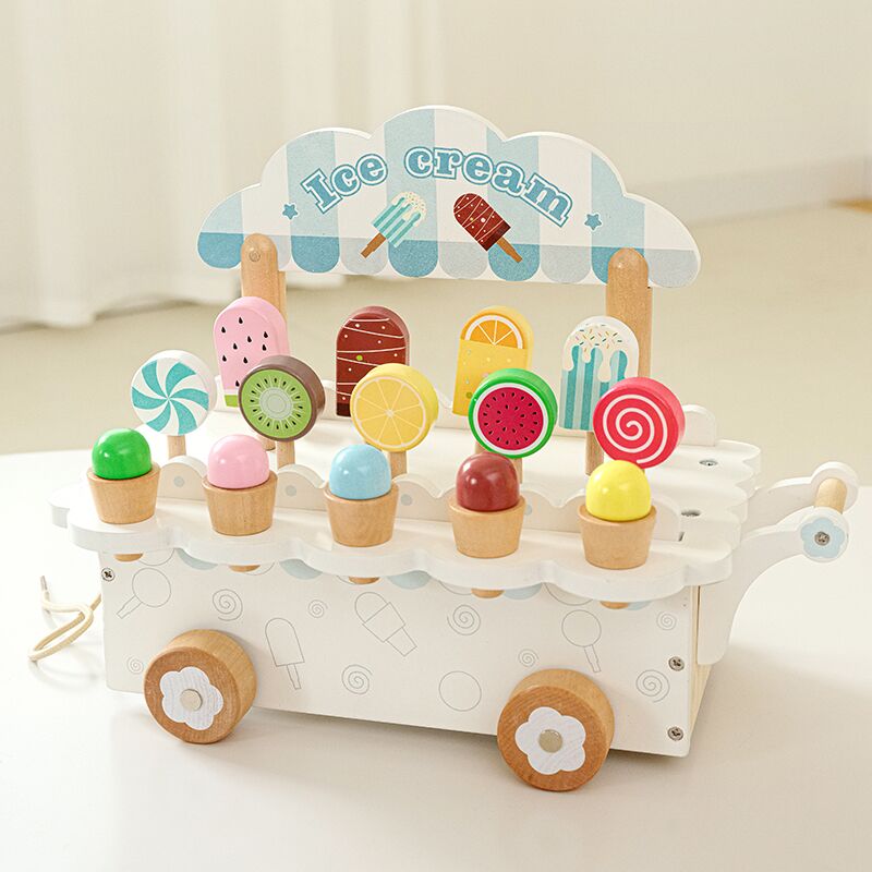 Kids Wooden Ice Cream Cart Toy - Kitchen Appliances Kids reseña y precio