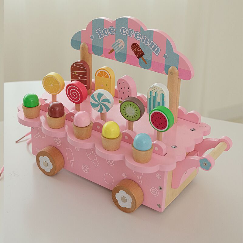 Kids Wooden Ice Cream Cart Toy - Kitchen Appliances Kids reseña y precio
