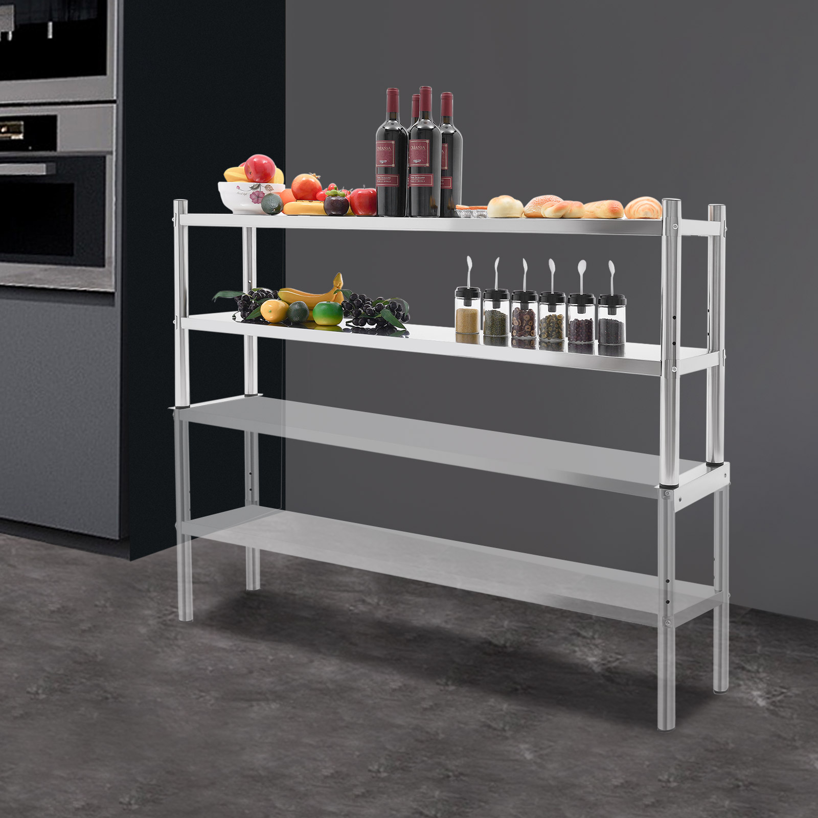 2 Tier Stainless Steel Shelvin - Kitchen Appliances Table reseña y precio